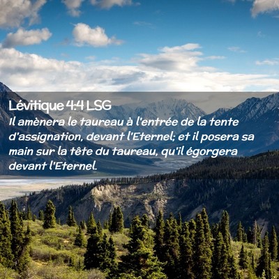 Picture 02 - Lévitique 4:4 LSG - Il amènera le taureau à l'entrée de la tente - Bible Verse Picture