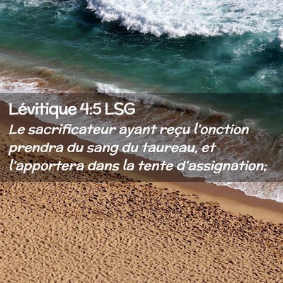 Picture 02 - Lévitique 4:5 LSG - Le sacrificateur ayant reçu l'onction prendra du - Bible Verse Picture