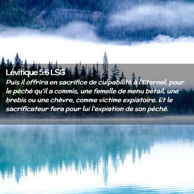 Picture 02 - Lévitique 5:6 LSG - Puis il offrira en sacrifice de culpabilité à - Bible Verse Picture