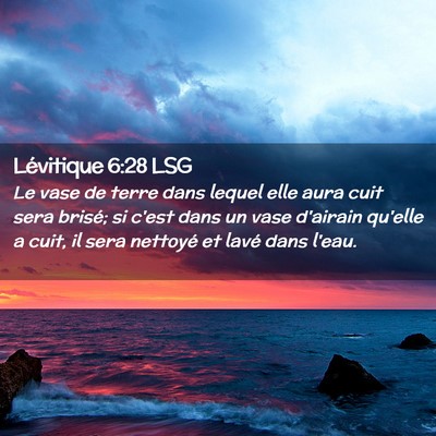 Picture 02 - Lévitique 6:28 LSG - Le vase de terre dans lequel elle aura cuit sera - Bible Verse Picture