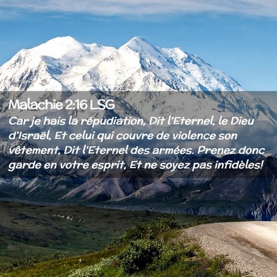 Picture 02 - Malachie 2:16 LSG - Car je hais la répudiation, Dit l'Eternel, le - Bible Verse Picture