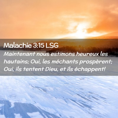 Picture 02 - Malachie 3:15 LSG - Maintenant nous estimons heureux les hautains; - Bible Verse Picture