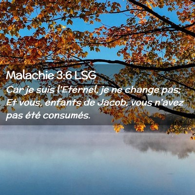 Picture 02 - Malachie 3:6 LSG - Car je suis l'Eternel, je ne change pas; Et vous, - Bible Verse Picture