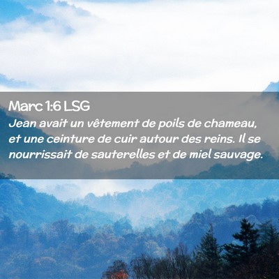 Picture 02 - Marc 1:6 LSG - Jean avait un vêtement de poils de chameau, et - Bible Verse Picture