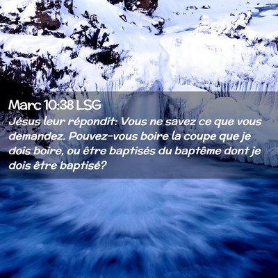 Picture 02 - Marc 10:38 LSG - Jésus leur répondit: Vous ne savez ce que vous - Bible Verse Picture