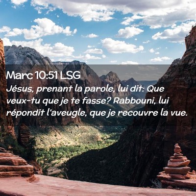 Picture 02 - Marc 10:51 LSG - Jésus, prenant la parole, lui dit: Que veux-tu - Bible Verse Picture