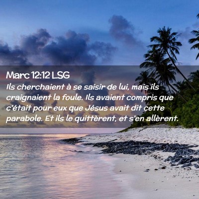 Picture 02 - Marc 12:12 LSG - Ils cherchaient à se saisir de lui, mais ils - Bible Verse Picture