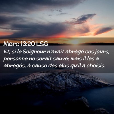 Picture 02 - Marc 13:20 LSG - Et, si le Seigneur n'avait abrégé ces jours, - Bible Verse Picture
