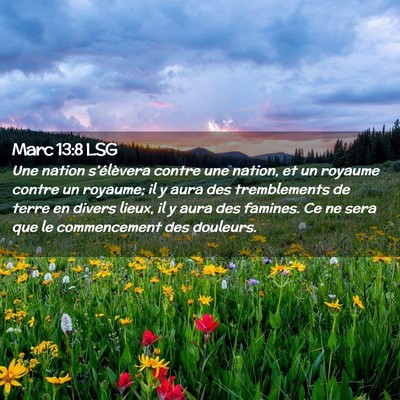 Picture 02 - Marc 13:8 LSG - Une nation s'élèvera contre une nation, et un - Bible Verse Picture