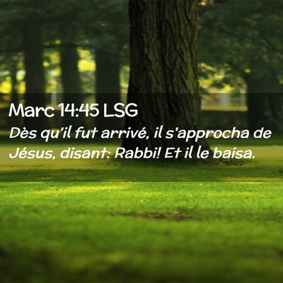 Picture 02 - Marc 14:45 LSG - Dès qu'il fut arrivé, il s'approcha de Jésus, - Bible Verse Picture