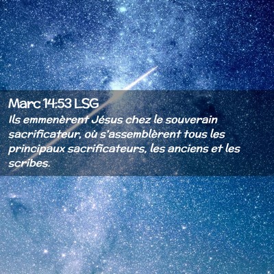 Picture 02 - Marc 14:53 LSG - Ils emmenèrent Jésus chez le souverain - Bible Verse Picture