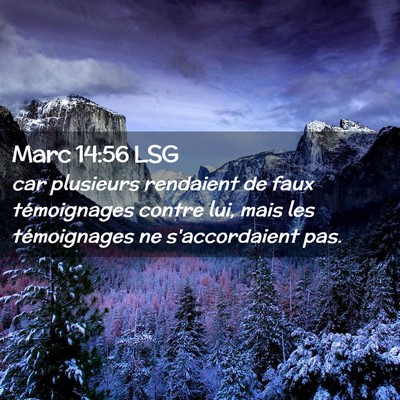 Picture 02 - Marc 14:56 LSG - car plusieurs rendaient de faux témoignages - Bible Verse Picture