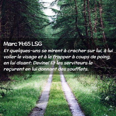 Picture 02 - Marc 14:65 LSG - Et quelques-uns se mirent à cracher sur lui, à - Bible Verse Picture