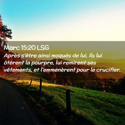 Picture 02 - Marc 15:20 LSG - Après s'être ainsi moqués de lui, ils lui - Bible Verse Picture