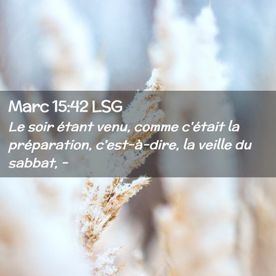Picture 02 - Marc 15:42 LSG - Le soir étant venu, comme c'était la - Bible Verse Picture