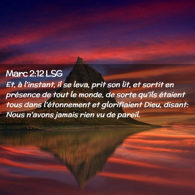 Picture 02 - Marc 2:12 LSG - Et, à l'instant, il se leva, prit son lit, et - Bible Verse Picture
