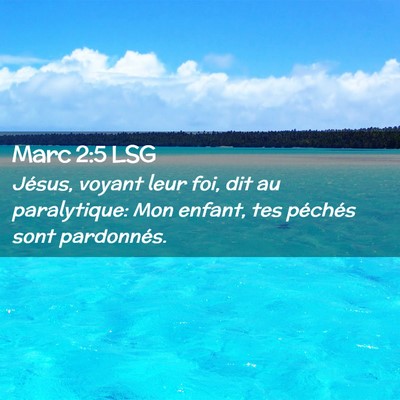 Picture 02 - Marc 2:5 LSG - Jésus, voyant leur foi, dit au paralytique: Mon - Bible Verse Picture