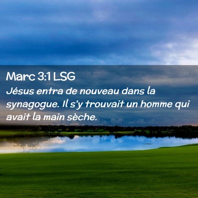 Picture 02 - Marc 3:1 LSG - Jésus entra de nouveau dans la synagogue. Il s'y - Bible Verse Picture