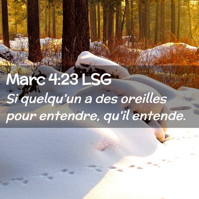 Picture 02 - Marc 4:23 LSG - Si quelqu'un a des oreilles pour entendre, qu'il - Bible Verse Picture