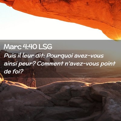 Picture 02 - Marc 4:40 LSG - Puis il leur dit: Pourquoi avez-vous ainsi peur? - Bible Verse Picture
