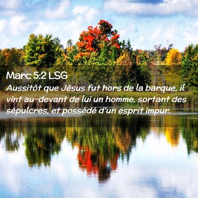 Picture 02 - Marc 5:2 LSG - Aussitôt que Jésus fut hors de la barque, il - Bible Verse Picture