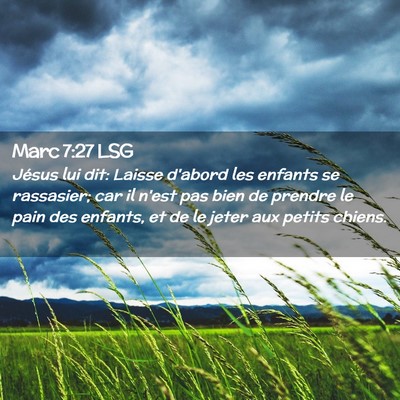 Picture 02 - Marc 7:27 LSG - Jésus lui dit: Laisse d'abord les enfants se - Bible Verse Picture