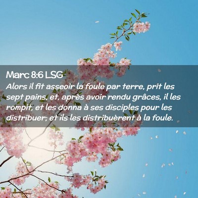 Picture 02 - Marc 8:6 LSG - Alors il fit asseoir la foule par terre, prit les - Bible Verse Picture