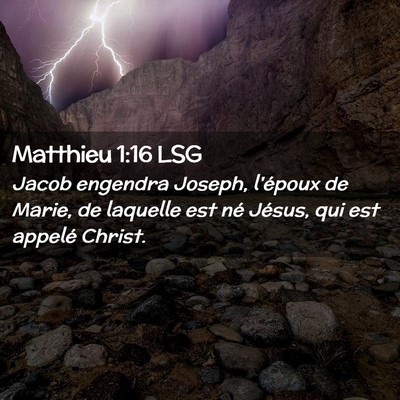 Picture 02 - Matthieu 1:16 LSG - Jacob engendra Joseph, l'époux de Marie, de - Bible Verse Picture