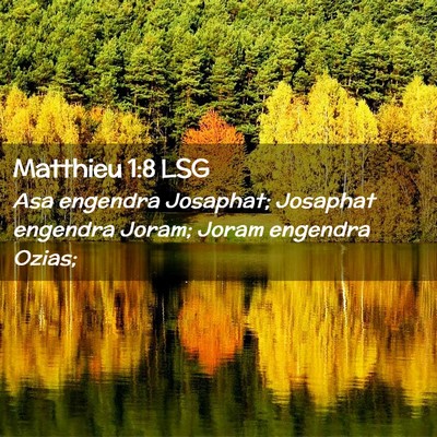 Picture 02 - Matthieu 1:8 LSG - Asa engendra Josaphat; Josaphat engendra Joram; - Bible Verse Picture