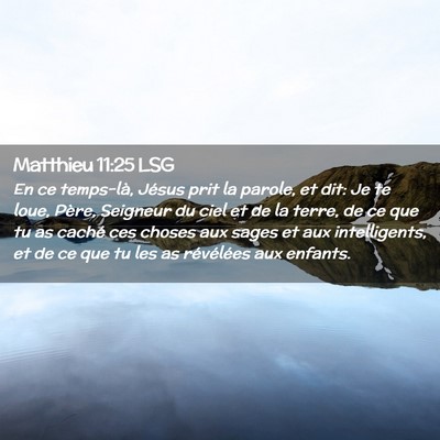 Picture 02 - Matthieu 11:25 LSG - En ce temps-là, Jésus prit la parole, et dit: - Bible Verse Picture