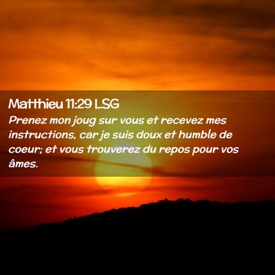 Picture 02 - Matthieu 11:29 LSG - Prenez mon joug sur vous et recevez mes - Bible Verse Picture