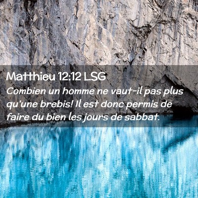Picture 02 - Matthieu 12:12 LSG - Combien un homme ne vaut-il pas plus qu'une - Bible Verse Picture