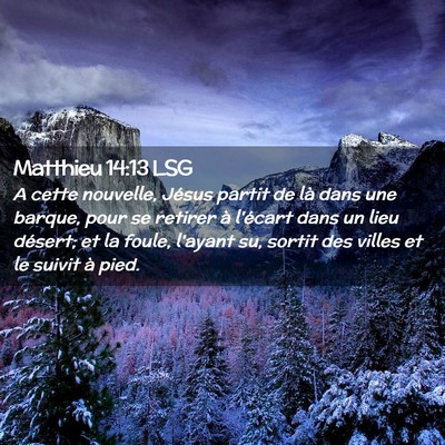 Picture 02 - Matthieu 14:13 LSG - A cette nouvelle, Jésus partit de là dans une - Bible Verse Picture