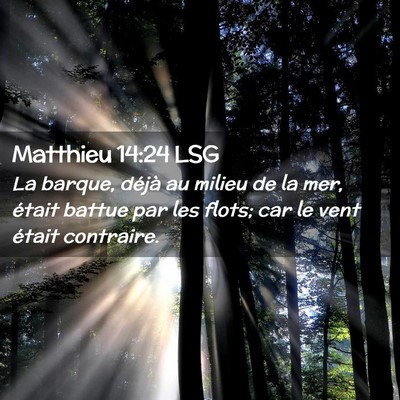 Picture 02 - Matthieu 14:24 LSG - La barque, déjà au milieu de la mer, était - Bible Verse Picture