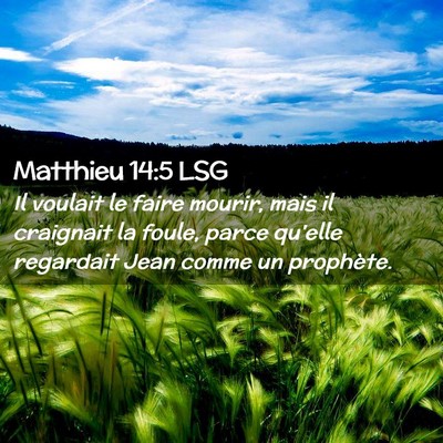 Picture 02 - Matthieu 14:5 LSG - Il voulait le faire mourir, mais il craignait la - Bible Verse Picture