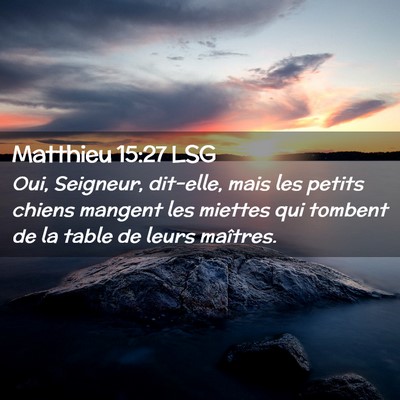 Picture 02 - Matthieu 15:27 LSG - Oui, Seigneur, dit-elle, mais les petits chiens - Bible Verse Picture