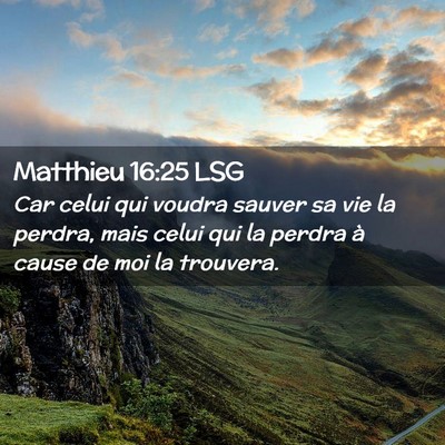 Picture 02 - Matthieu 16:25 LSG - Car celui qui voudra sauver sa vie la perdra, - Bible Verse Picture