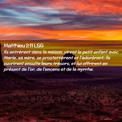 Picture 02 - Matthieu 2:11 LSG - Ils entrèrent dans la maison, virent le petit - Bible Verse Picture