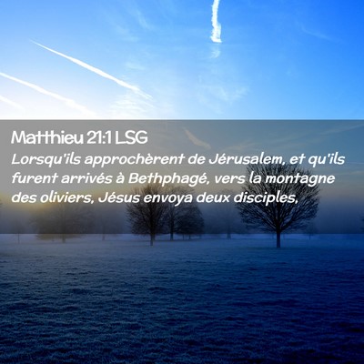 Picture 02 - Matthieu 21:1 LSG - Lorsqu'ils approchèrent de Jérusalem, et qu'ils - Bible Verse Picture