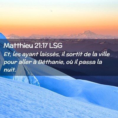 Picture 02 - Matthieu 21:17 LSG - Et, les ayant laissés, il sortit de la ville - Bible Verse Picture