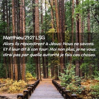 Picture 02 - Matthieu 21:27 LSG - Alors ils répondirent à Jésus: Nous ne savons. - Bible Verse Picture
