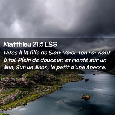 Picture 02 - Matthieu 21:5 LSG - Dites à la fille de Sion: Voici, ton roi vient - Bible Verse Picture