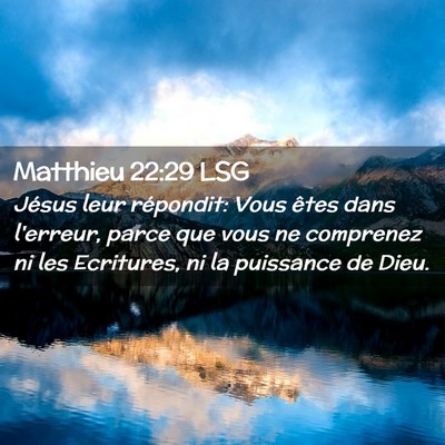 Picture 02 - Matthieu 22:29 LSG - Jésus leur répondit: Vous êtes dans l'erreur, - Bible Verse Picture