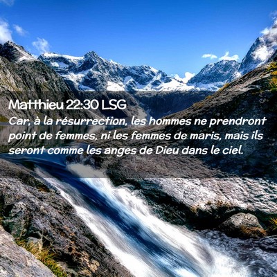 Picture 02 - Matthieu 22:30 LSG - Car, à la résurrection, les hommes ne prendront - Bible Verse Picture