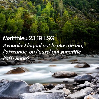 Picture 02 - Matthieu 23:19 LSG - Aveugles! lequel est le plus grand, l'offrande, - Bible Verse Picture