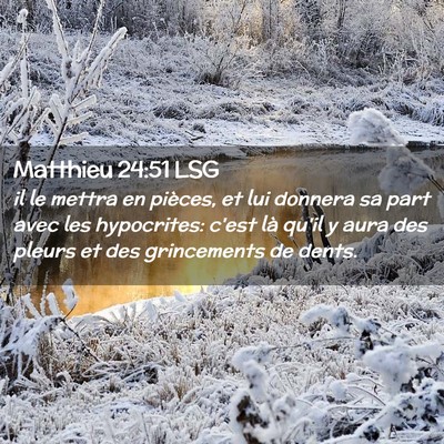 Picture 02 - Matthieu 24:51 LSG - il le mettra en pièces, et lui donnera sa part - Bible Verse Picture