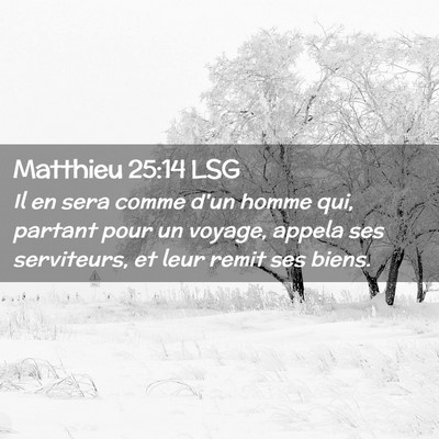 Picture 02 - Matthieu 25:14 LSG - Il en sera comme d'un homme qui, partant pour un - Bible Verse Picture