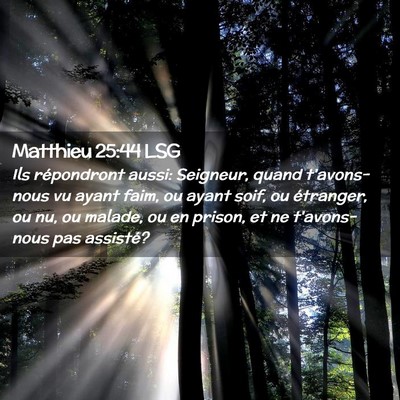 Picture 02 - Matthieu 25:44 LSG - Ils répondront aussi: Seigneur, quand - Bible Verse Picture