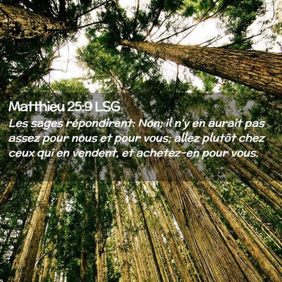 Picture 02 - Matthieu 25:9 LSG - Les sages répondirent: Non; il n'y en aurait pas - Bible Verse Picture