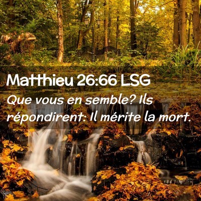 Picture 02 - Matthieu 26:66 LSG - Que vous en semble? Ils répondirent: Il mérite - Bible Verse Picture